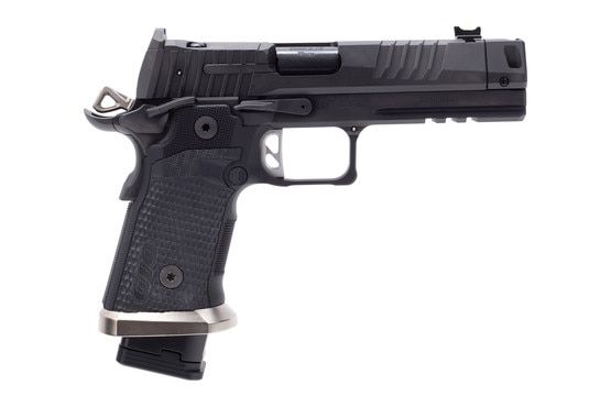 Compensated 9mm pistol, black.